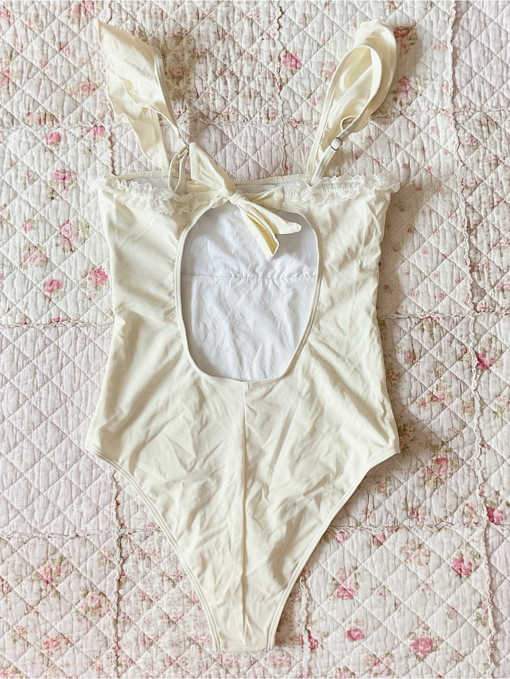 Yellow One-Piece Ruffle Swimsuit - Picture 2 of 4